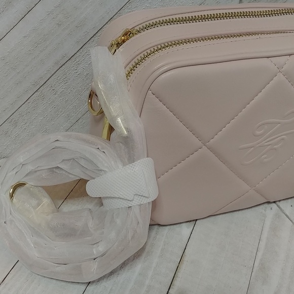 NWT Ted Baker Ballet Pink Leather Double Zip Crossbody Camera Bag Purse - Picture 3 of 8